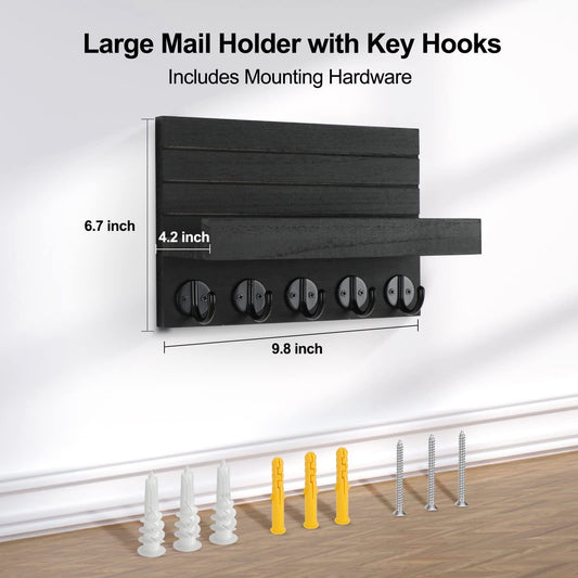 Wall-mounted Key Wooden Mail Storage Mailbox Organizer