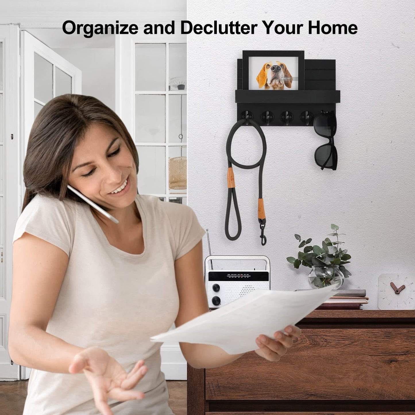 Wall-mounted Key Wooden Mail Storage Mailbox Organizer
