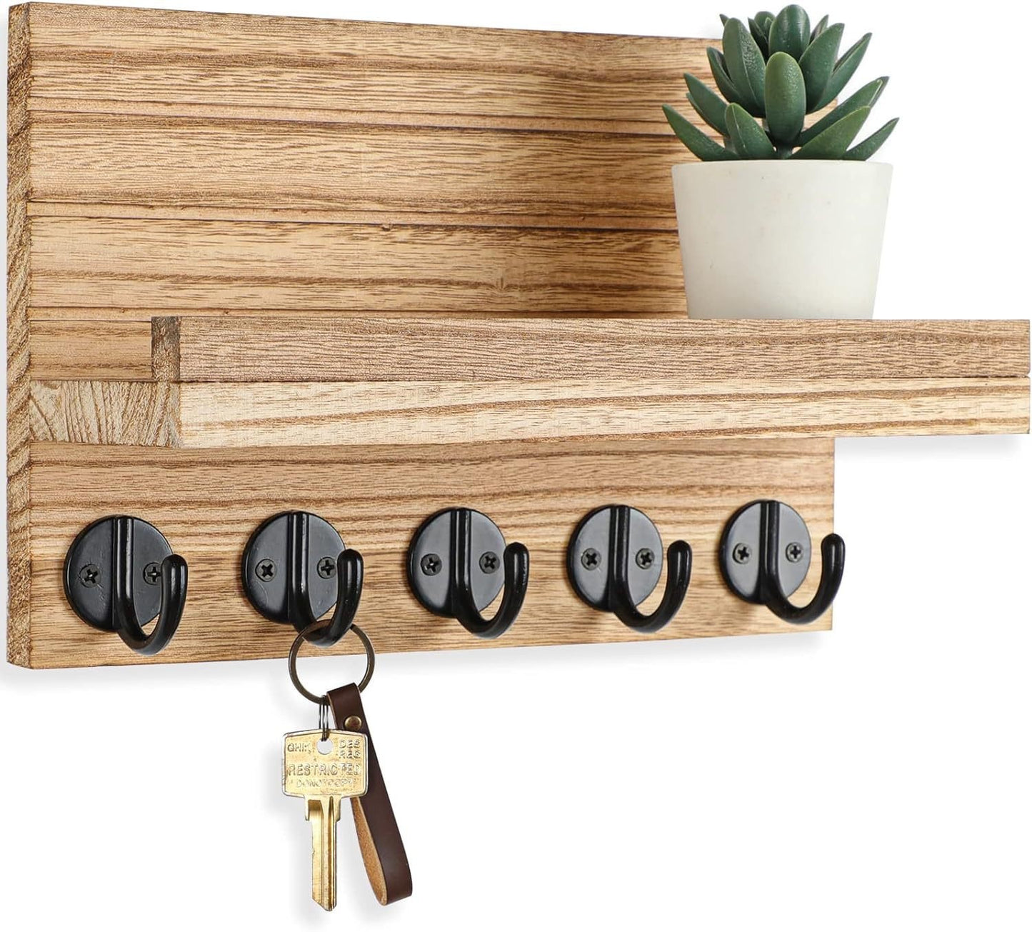 Wall-mounted Key Wooden Mail Storage Mailbox Organizer