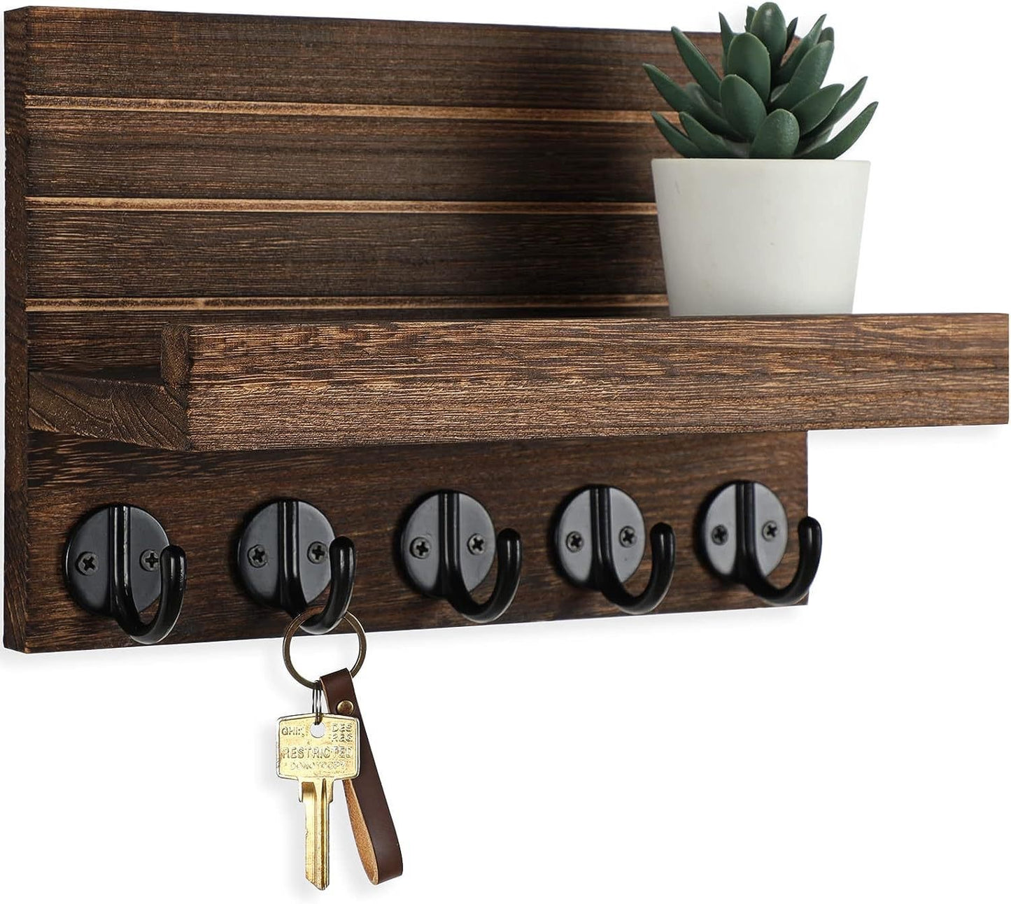 Wall-mounted Key Wooden Mail Storage Mailbox Organizer